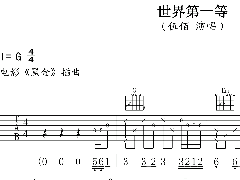 <b>抖音《世界第一等》吉他譜 G調(diào)簡(jiǎn)單版六線譜</b>