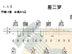 《差三歲》吉他譜_Jam阿敬_簡(jiǎn)單彈唱六線譜